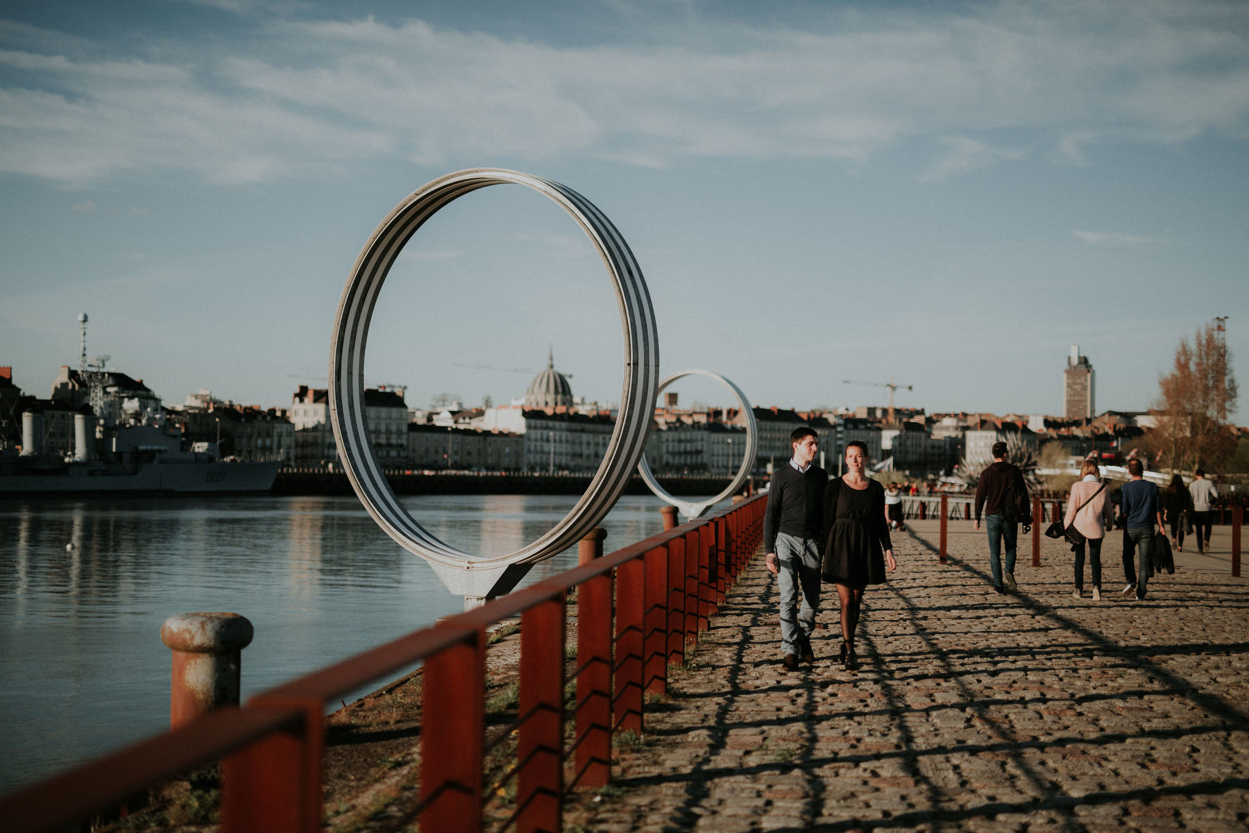 Amoureux ile de Nantes anneaux Buren