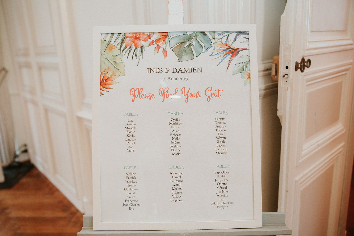 plan de tables mariage thème exotique