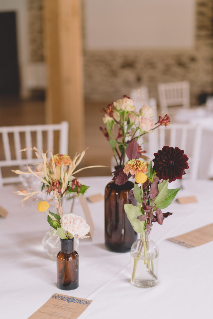 décoration de tables bouquets de fleurs fleuriste mariage Nantes