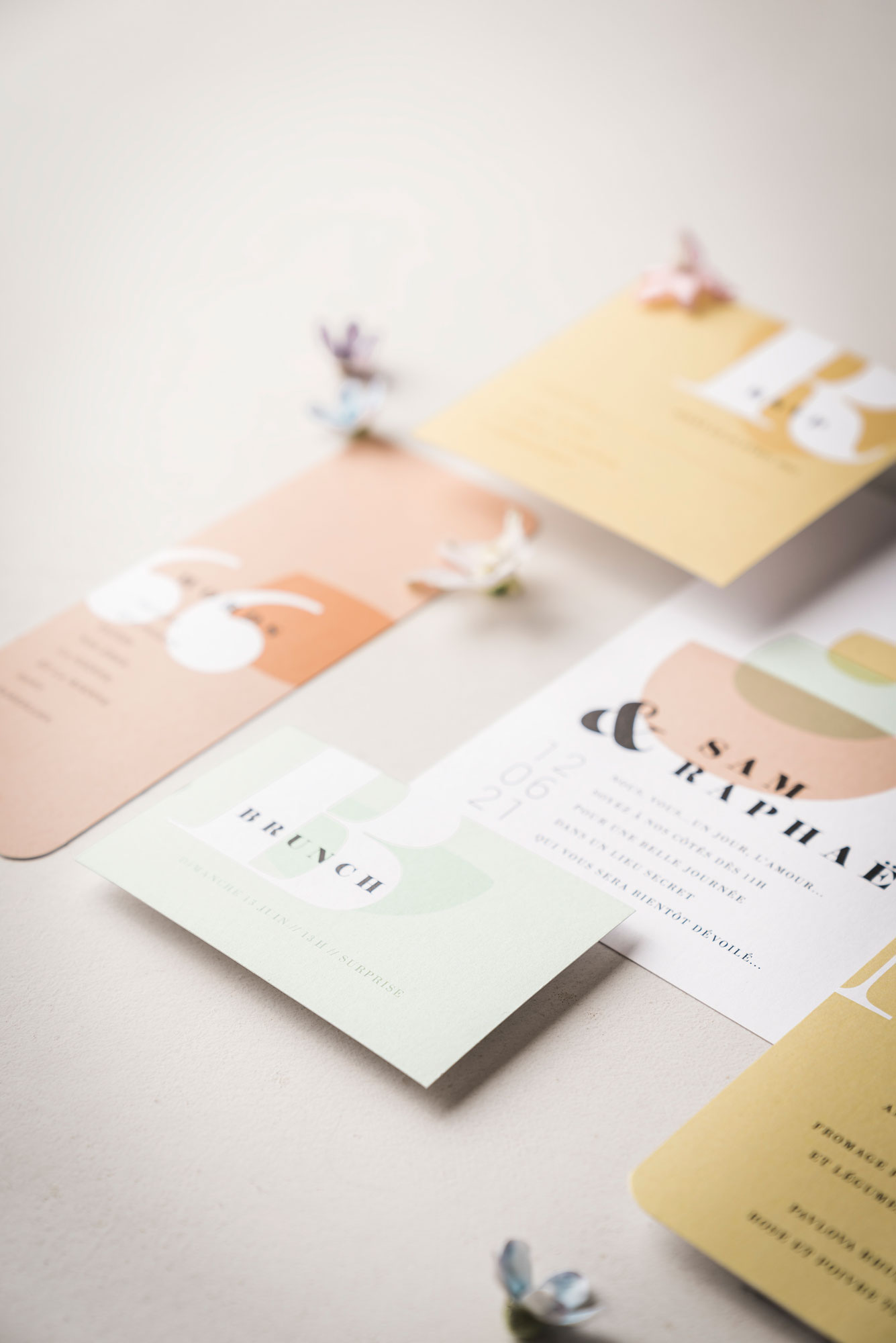 papeterie pastelle moderne mariage