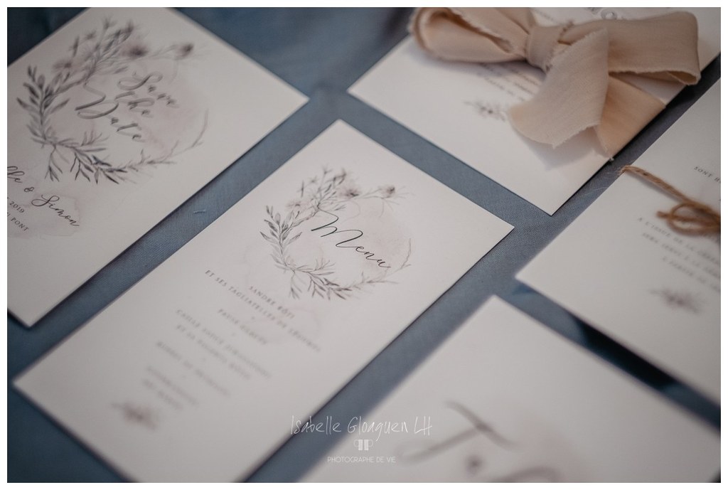 Faire part champêtre boheme chic fleurs mariage fait main