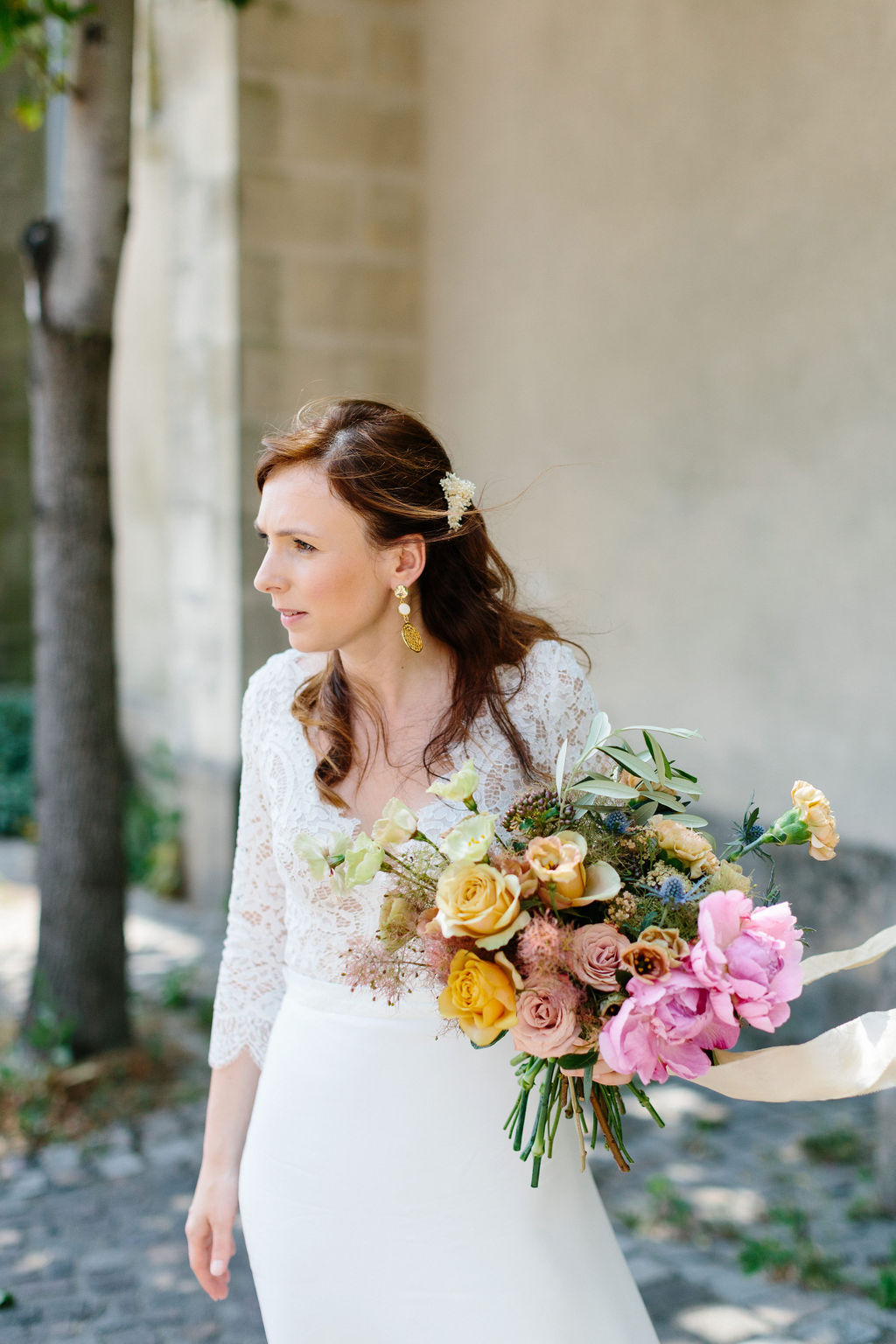 bouquet de mariee robe de mariee dentelle boheme nantes