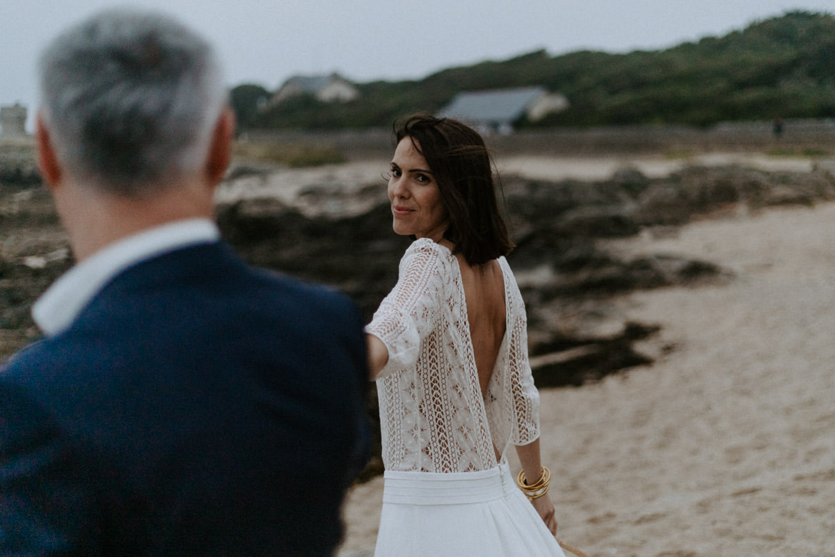 maries plage le croisic robe dentelle blanche