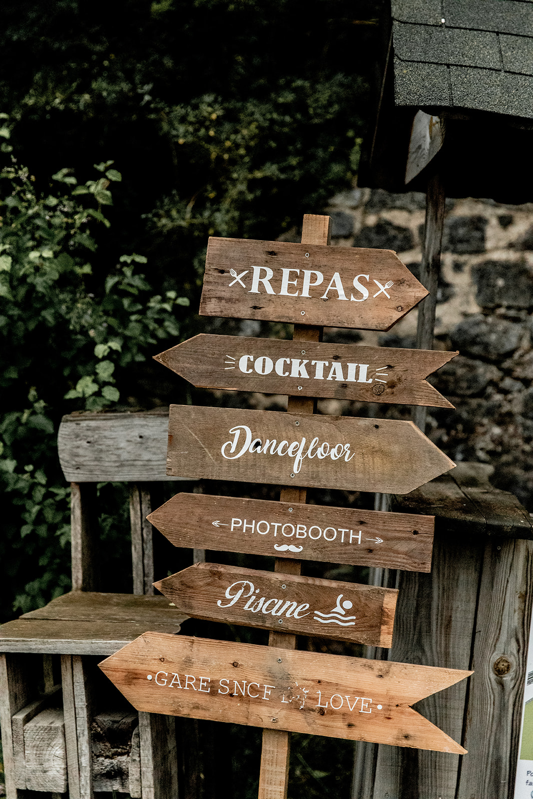 ecriteau bois direction mariage naturel mayenne echologia