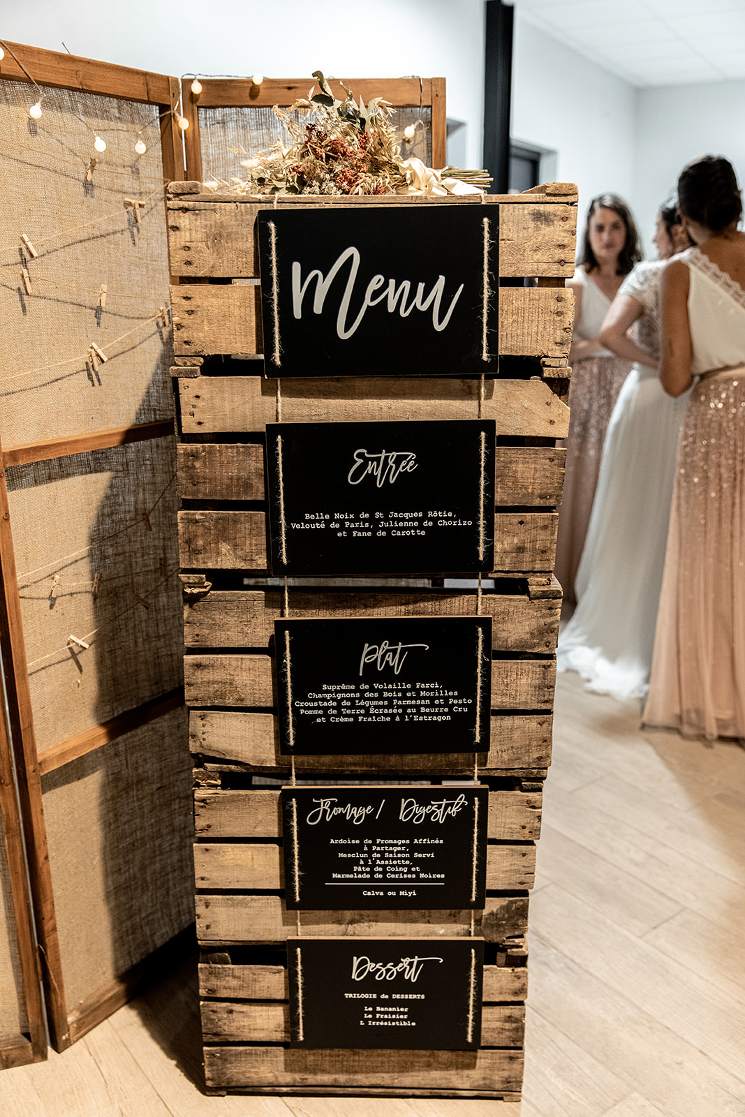 menu presentatoir cagette palette en bois mariage naturel mayenne echologia