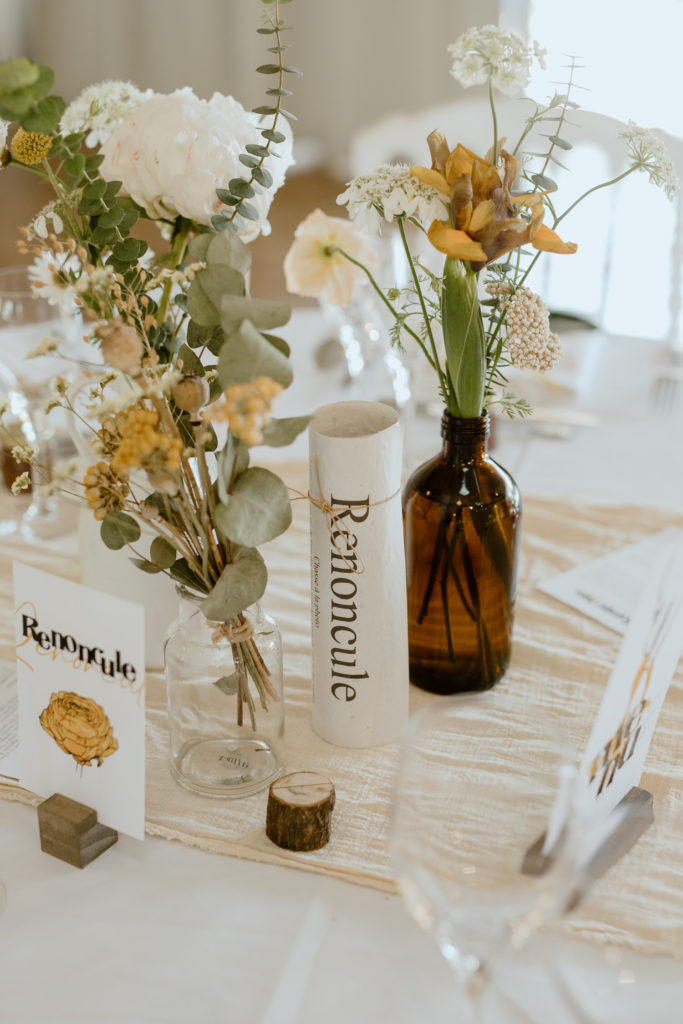 mariage champetre ecoresponsable decoration de table decorateur fleuriste bouquet de fleurs loire atlantique papeterie