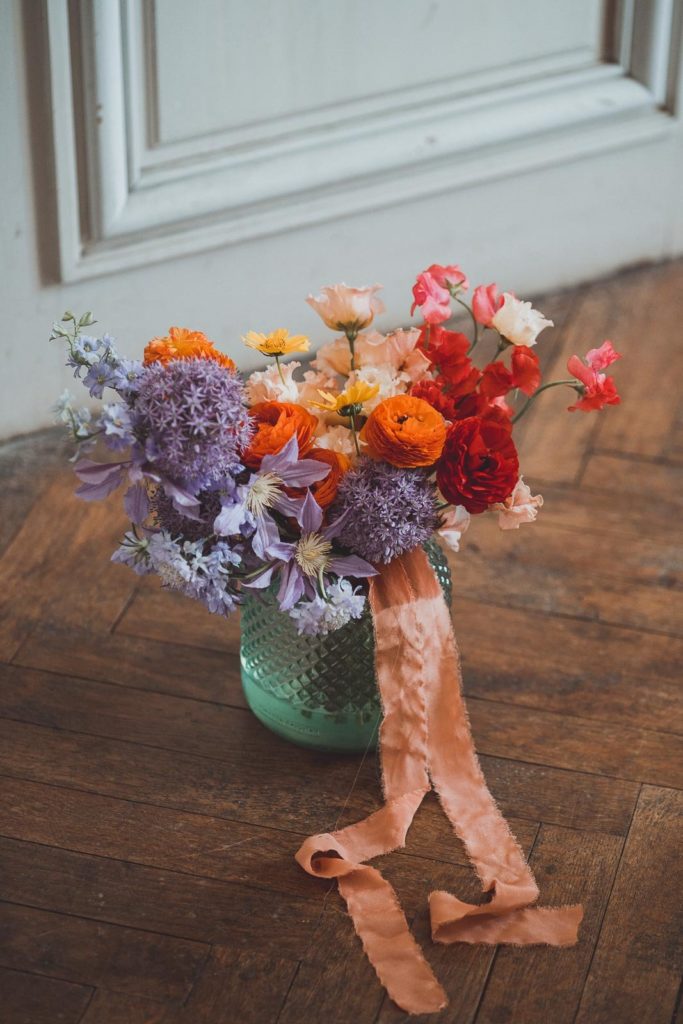 bouquet de fleurs colore mariage nantes