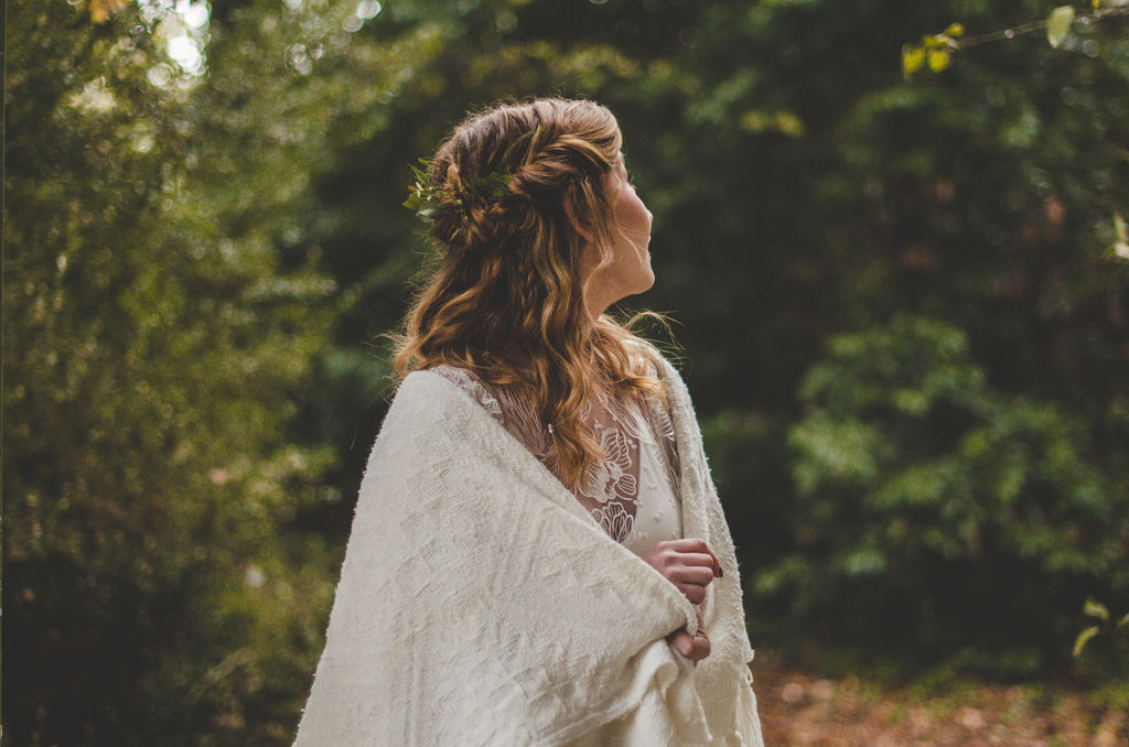 mariage naturel en foret accessoire de mariee chale