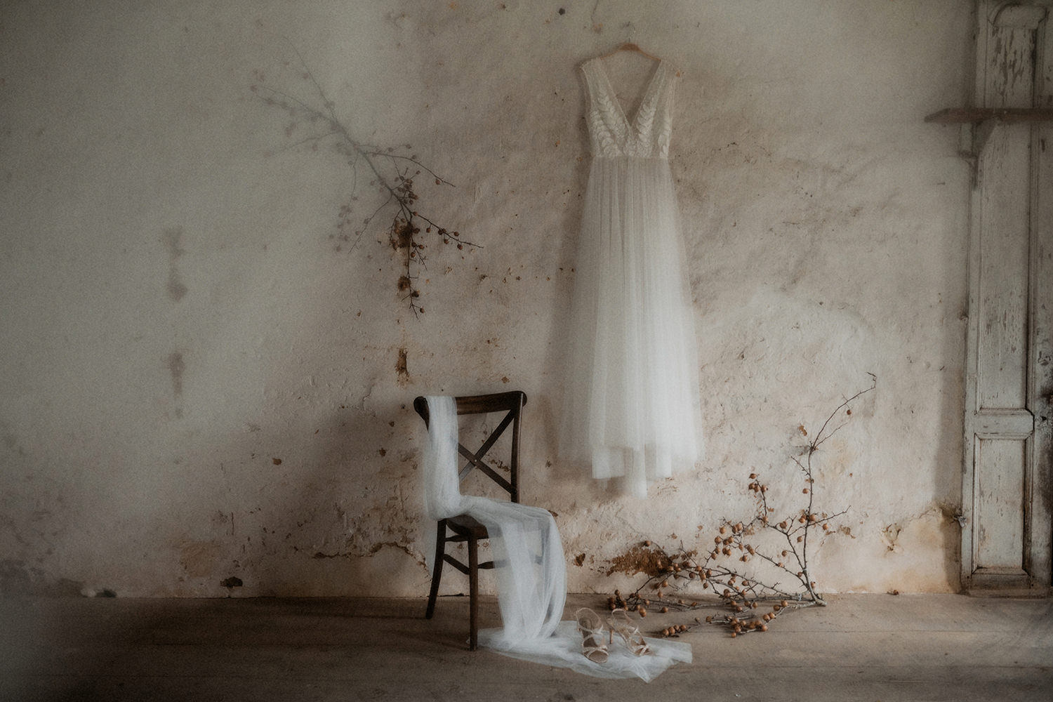 robe de mariee legere voile tulle mariage mystique