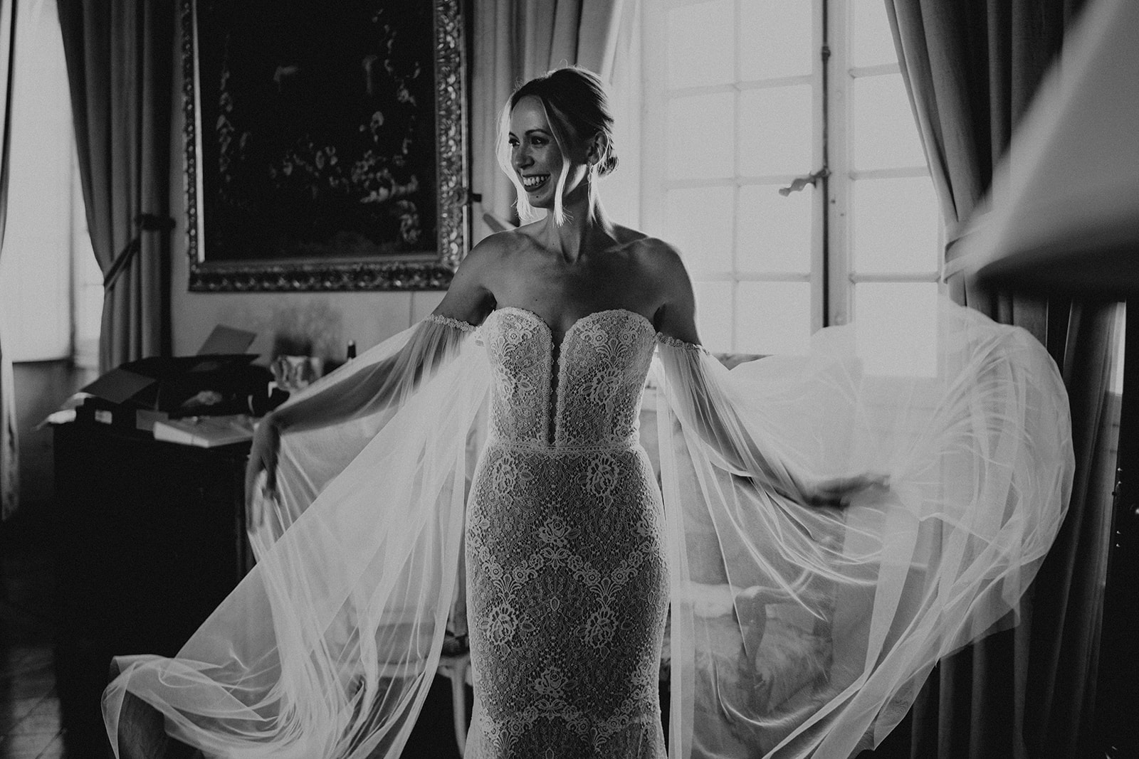 mariage minimaliste robe de mariee dentelle voile
