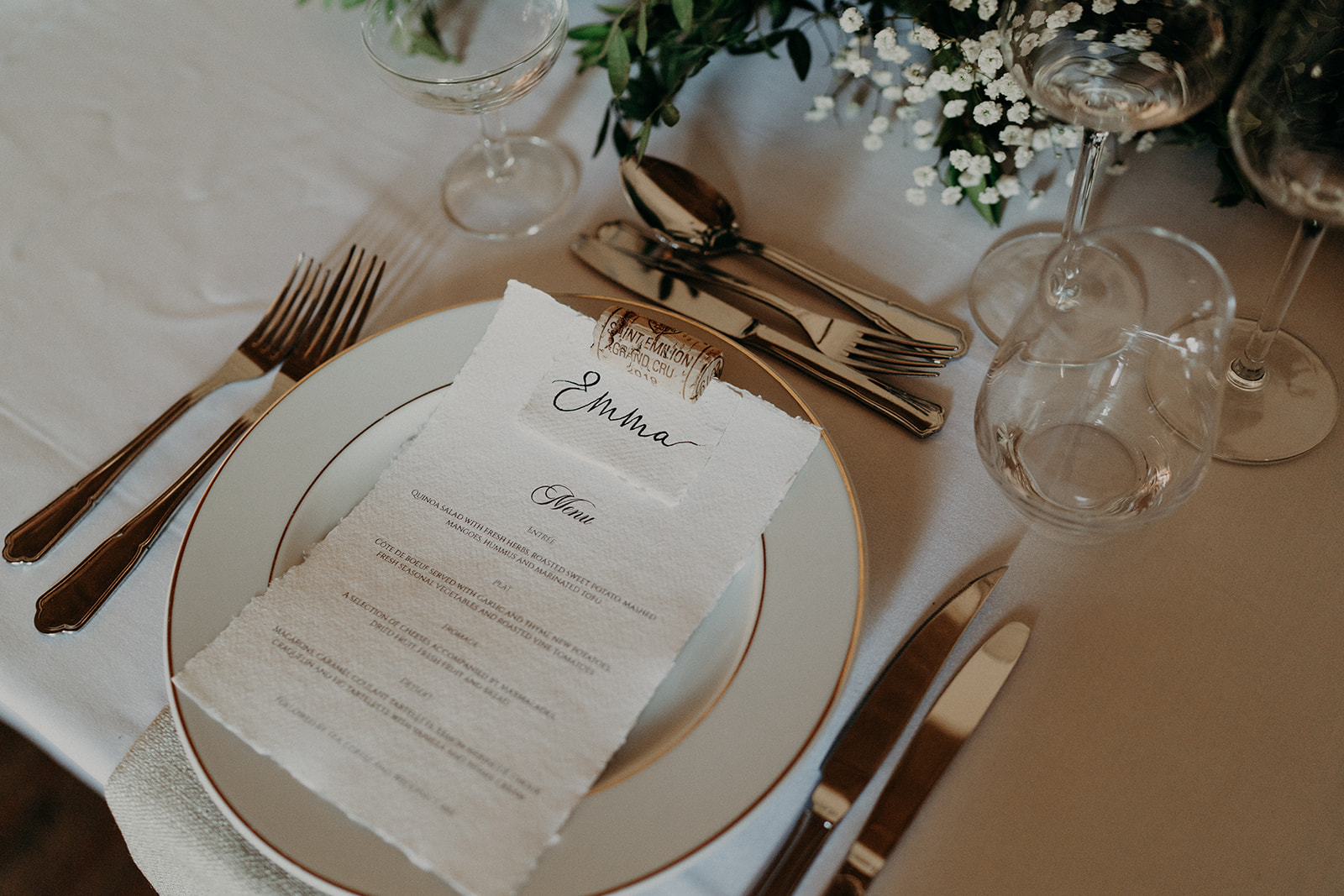 mariage vegetal minimaliste papeterie menu