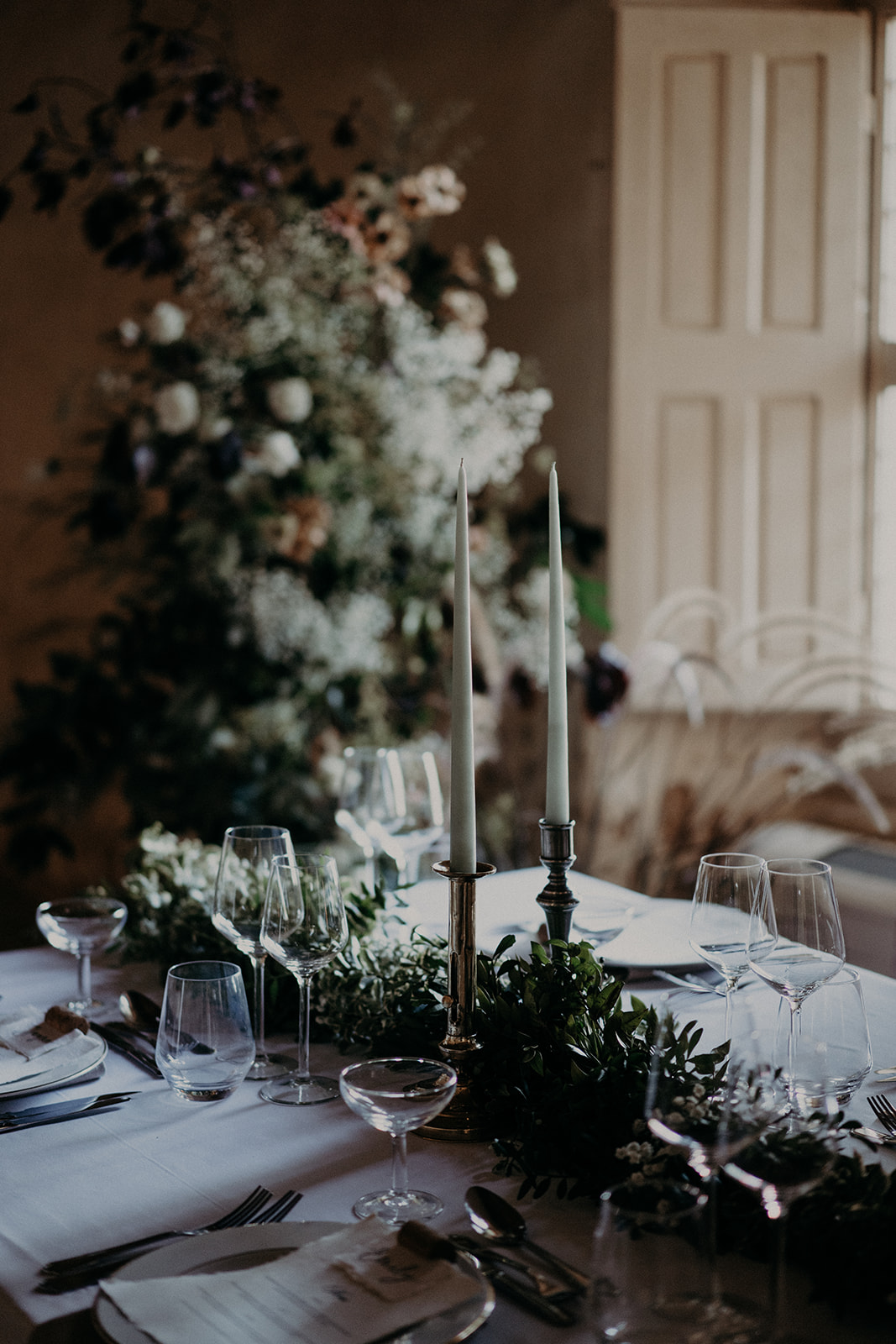 centre de table mariage feuillages minimaliste