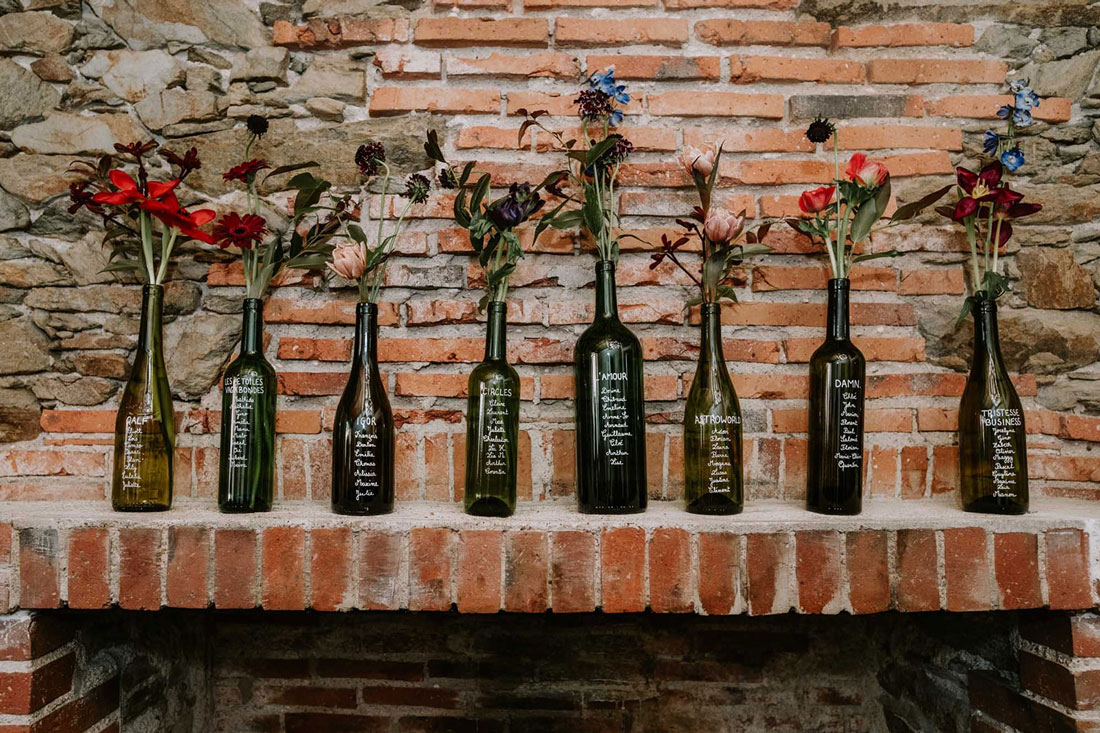 diy plan de table original fleurs mariage hiver