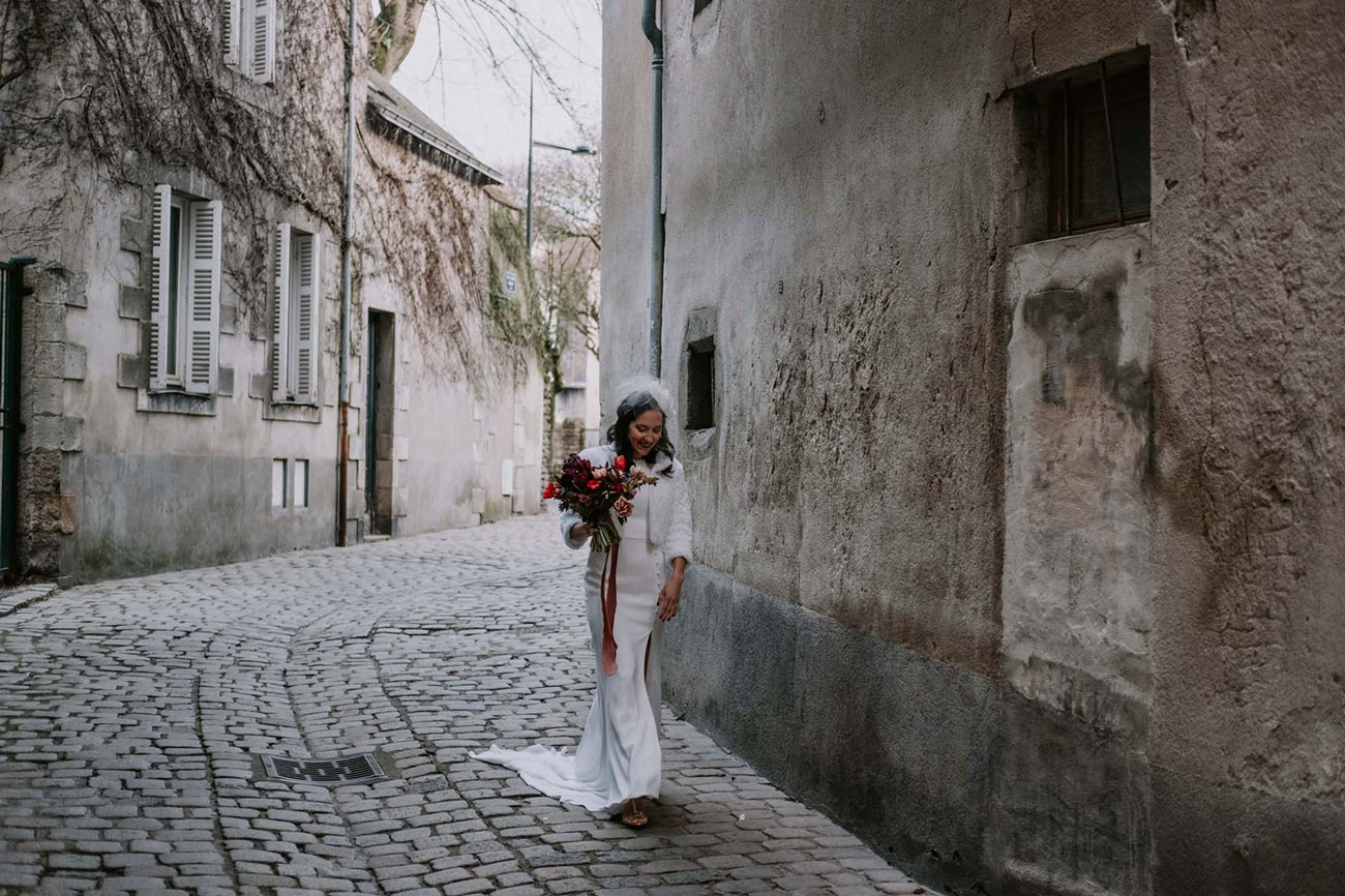 mariage hivernal robe de mariee traine