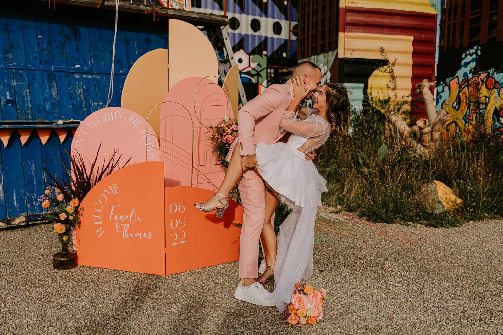 mariage colore panneau de bienvenue original