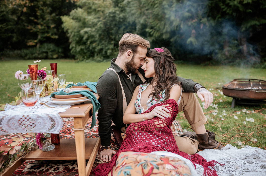 decoration de table de mariage gipsy intimiste