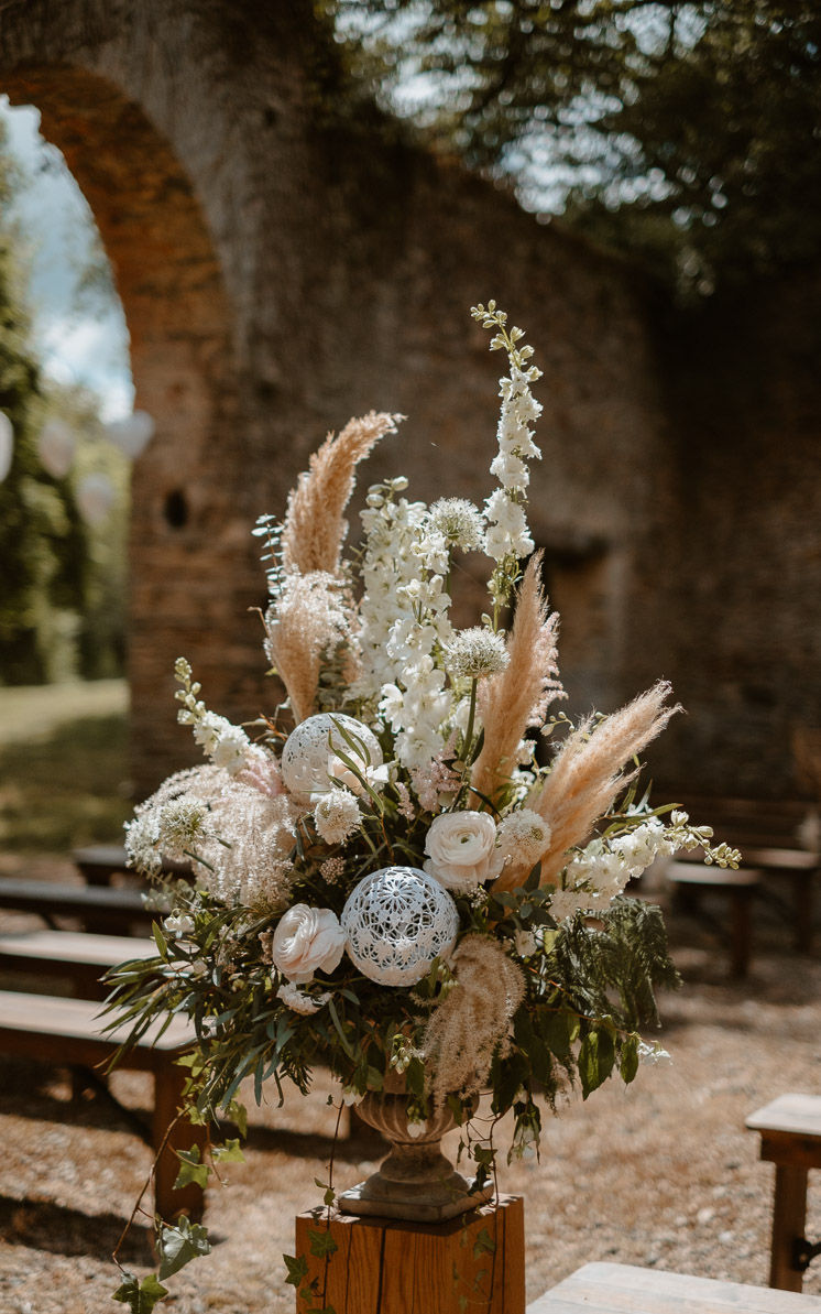 composition florale mariage boheme