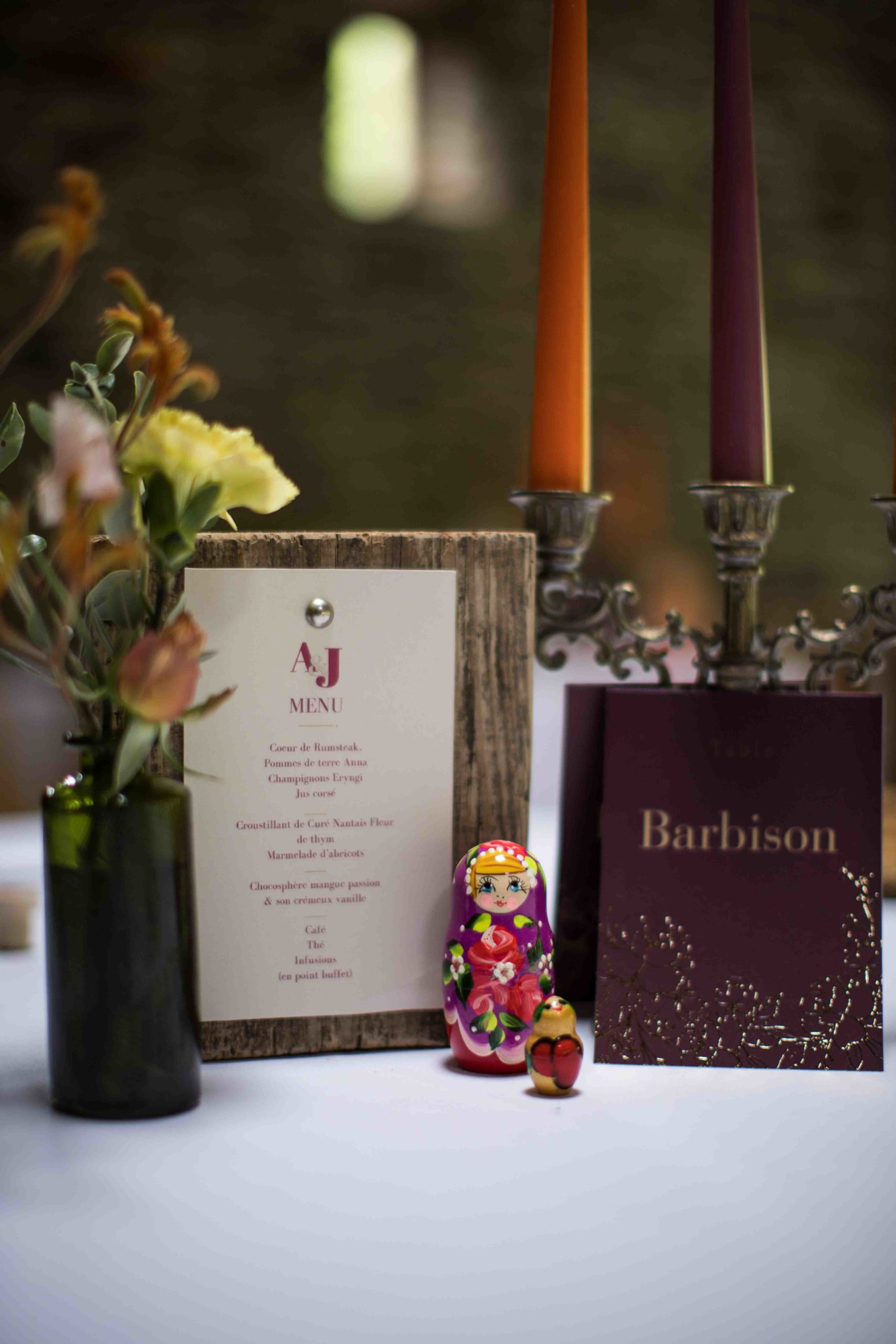 mariage colore decoration de table poupee russe
