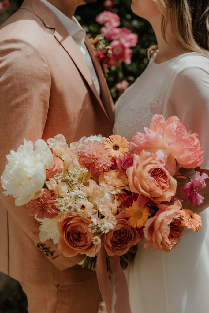 bouquet de fleurs mariage colore fleuriste nantes