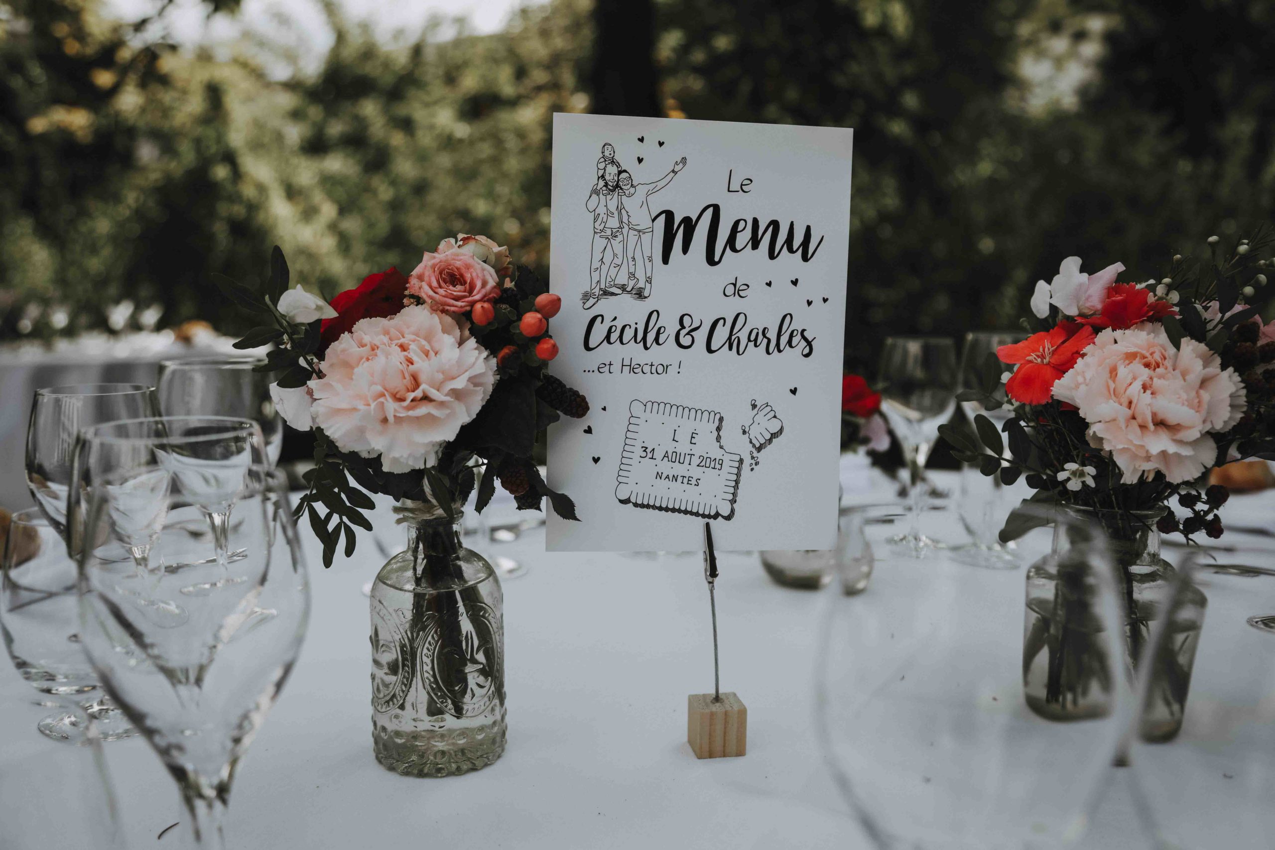 mariage gourmand papeterie menu personnalise