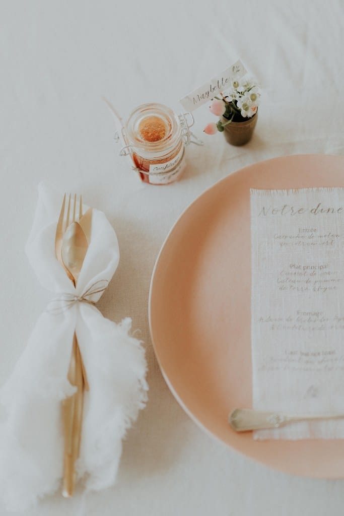 menu mariage en tissu