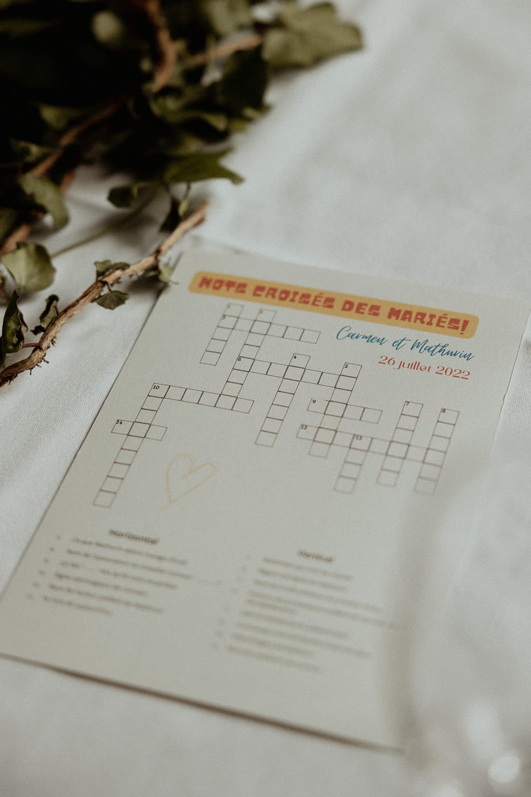 animation activite mariage mots croises