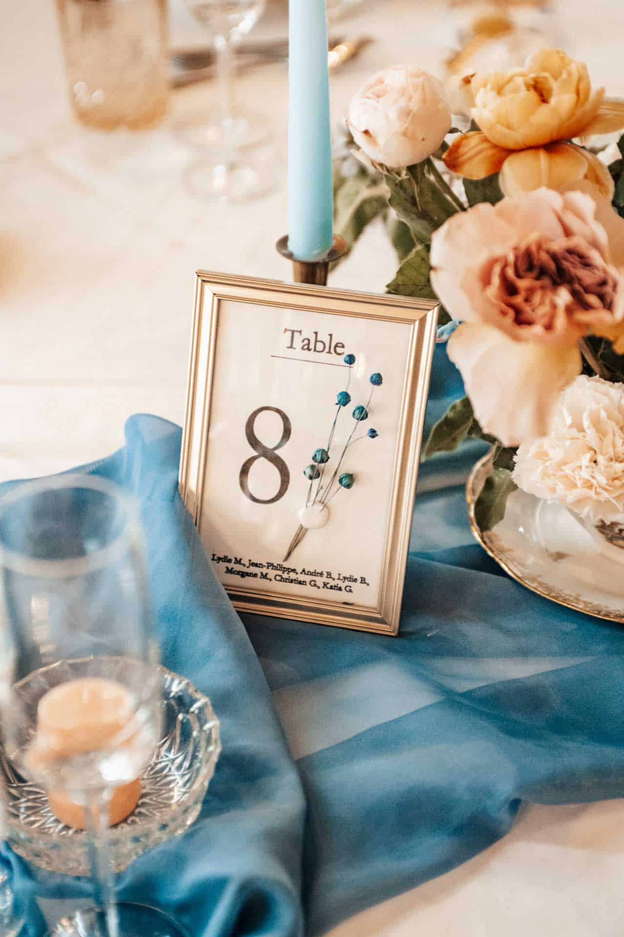 numero de table cadre dore mariage chic angers