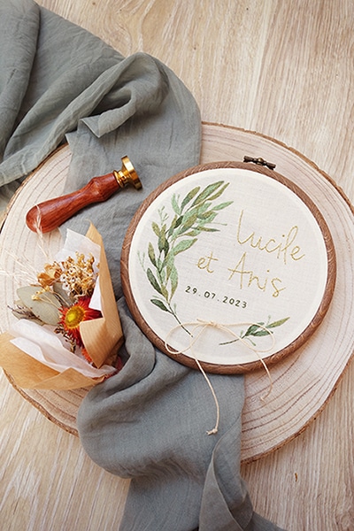 porte alliance tambour brode mariage