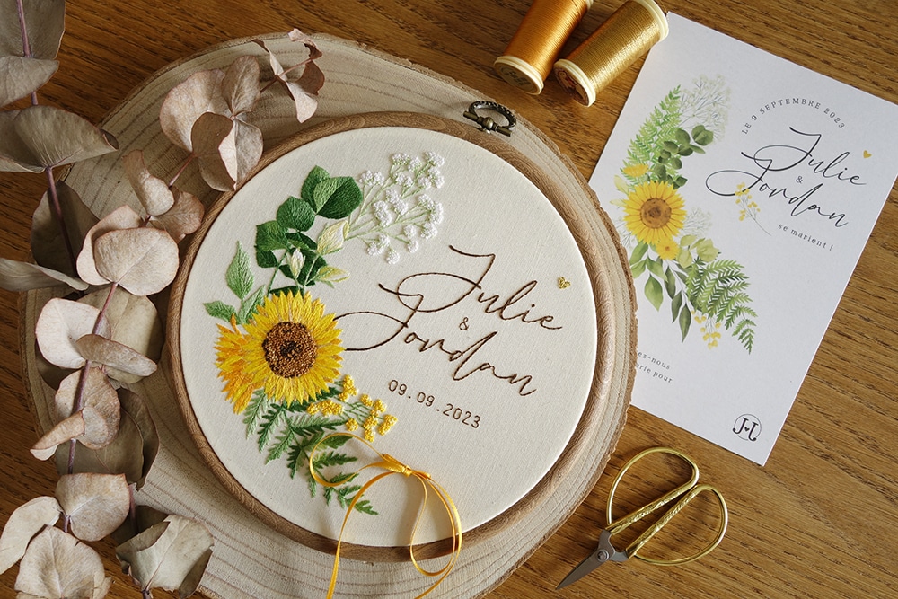 porte alliance mariage broderie faite main
