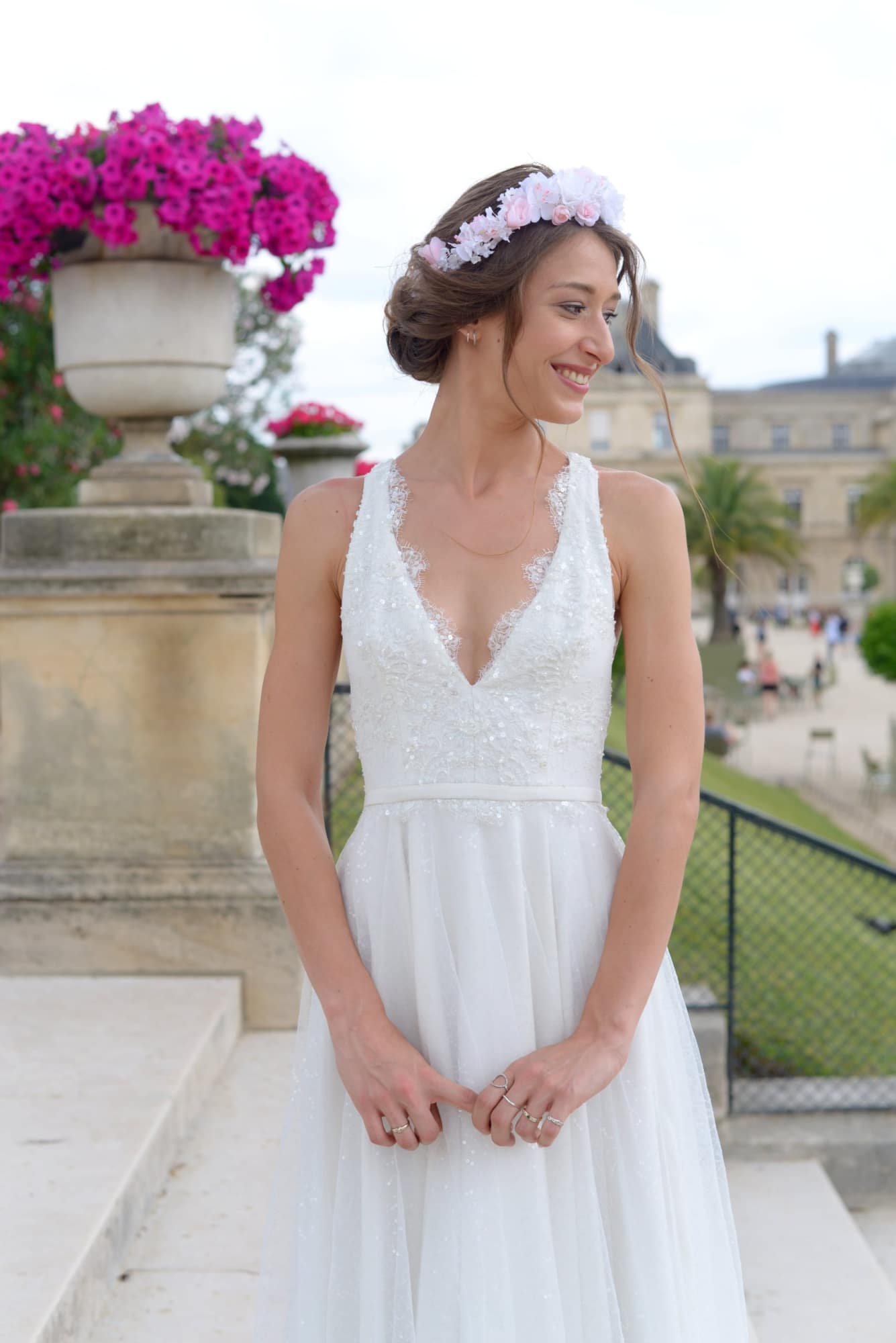 robe de mariee brodee couronne de mariage