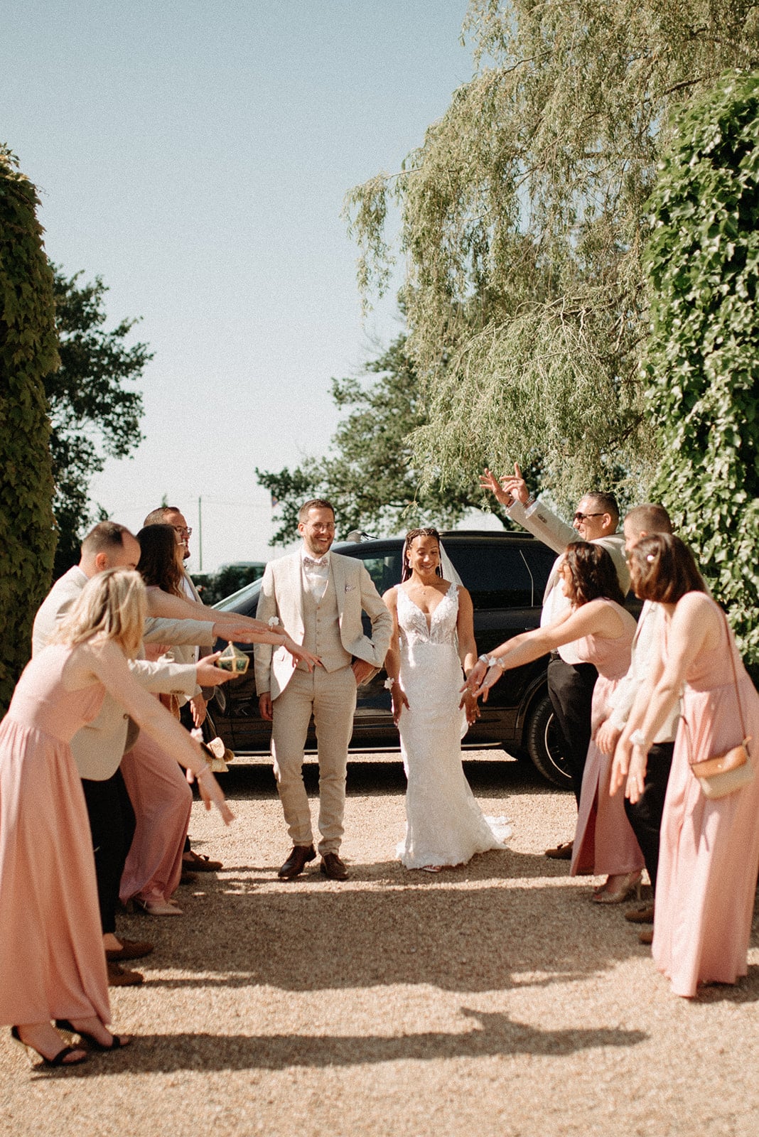 tenue demoiselle dhonneur rose mariage champetre