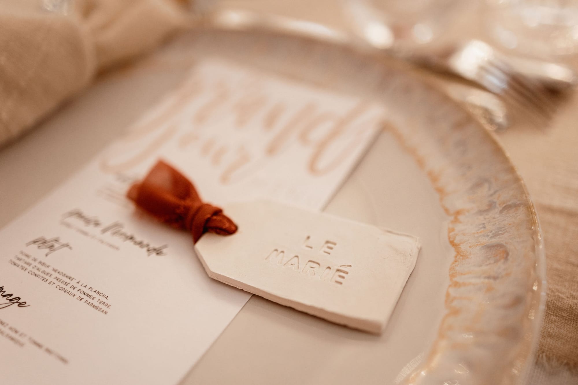 marque place fait main en argile diy mariage