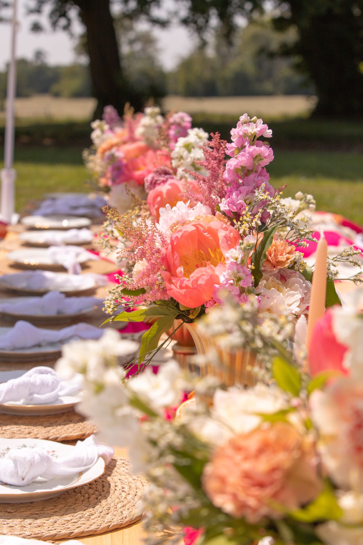 centre de table fleurs mariage colore maine et loire