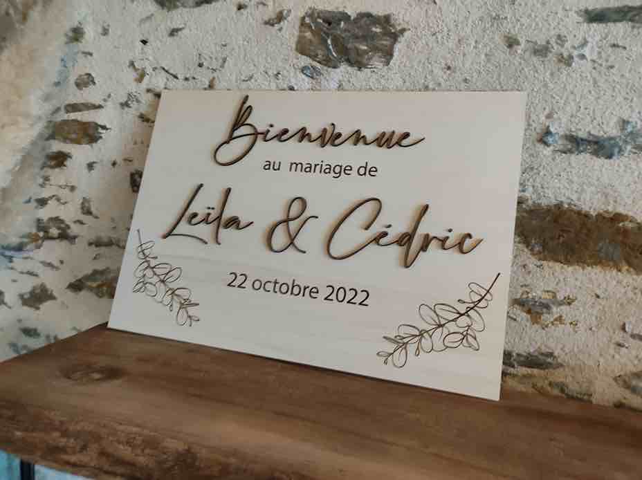 panneau bienvenue bois mariage maine et loire