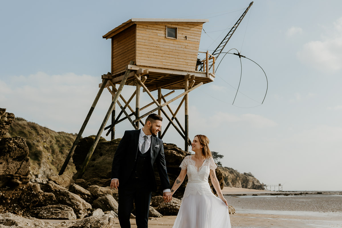 photographe mariage a la mer sur la plage pays de la loire nantes