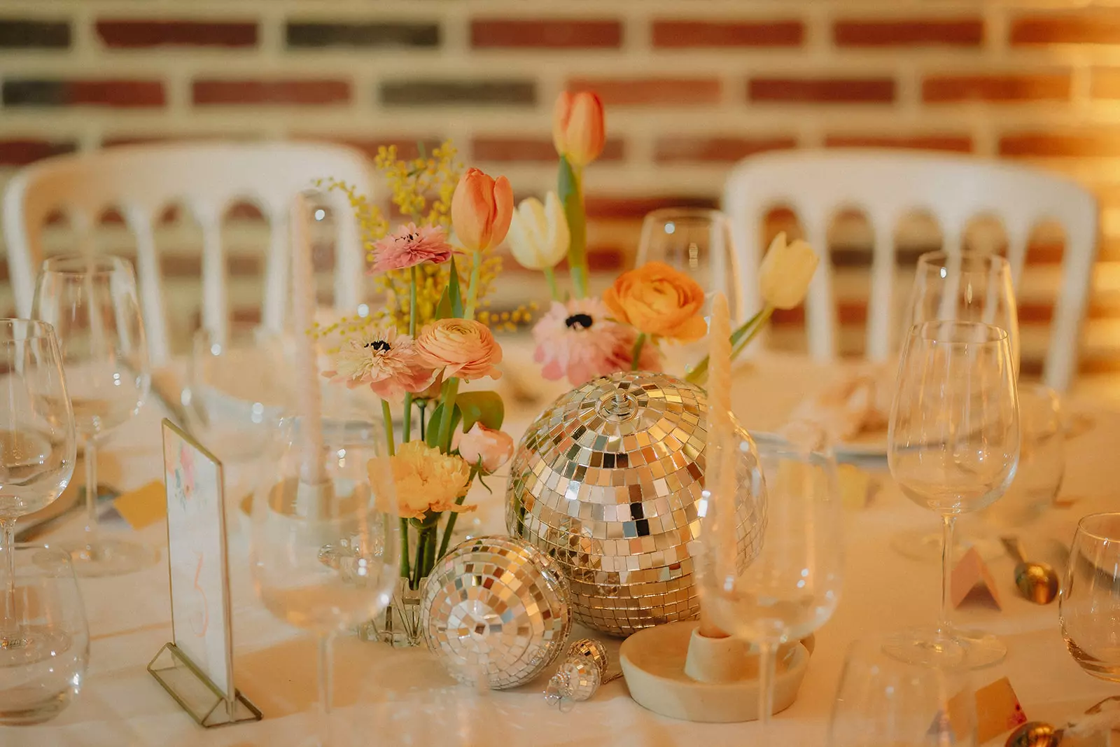 centre de table colore fleuri