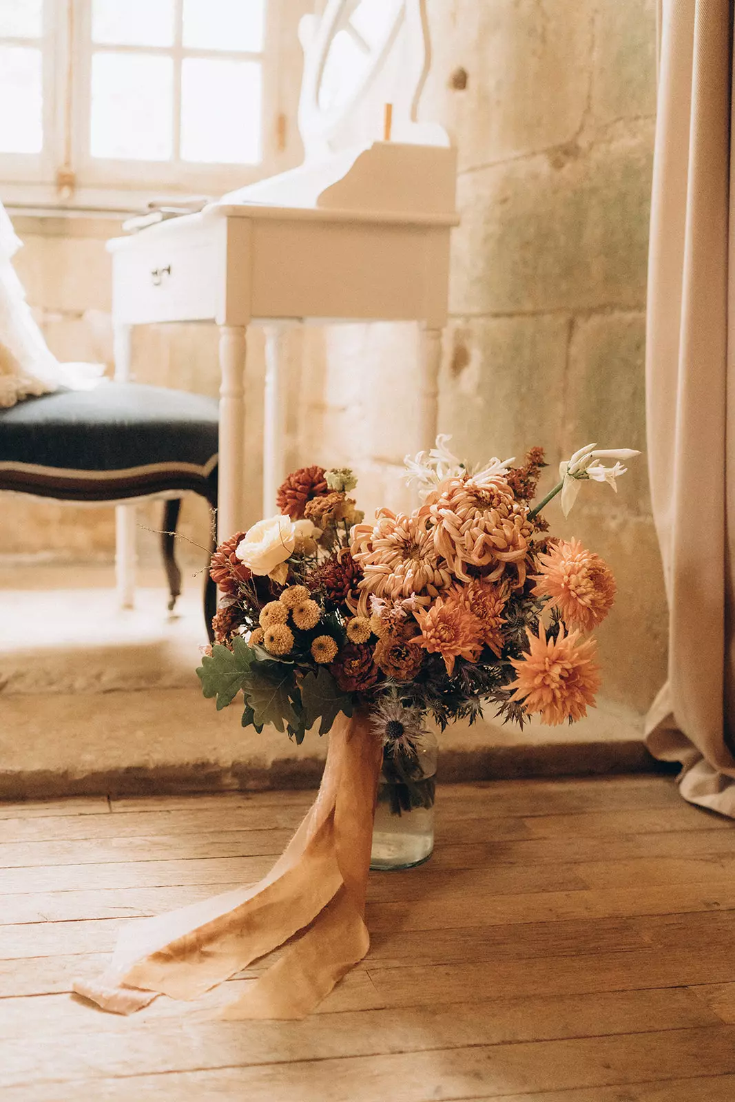 bouquet de fleurs feuille de chene mariage