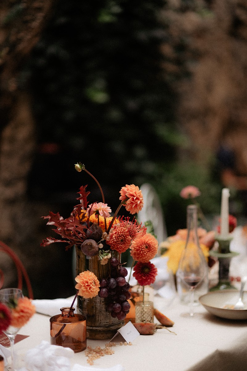 fleurs mariage bordeaux centre de table couleurs