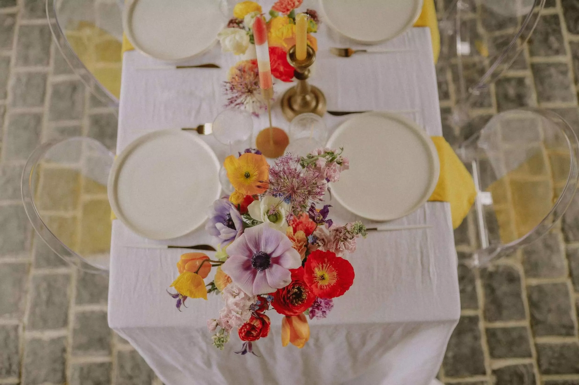 centre de table colorfull mariage hiver