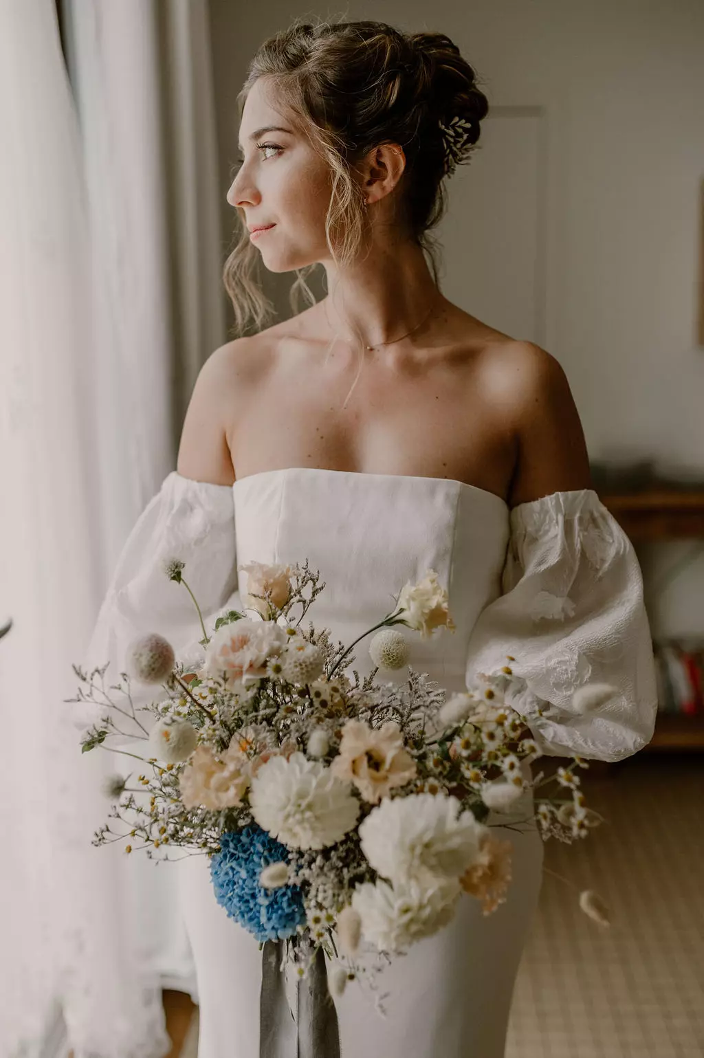 bouquet de mariage bleu blanc