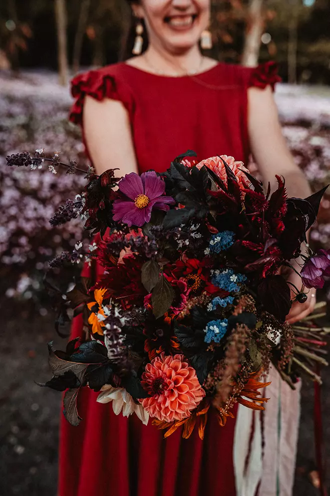 bouquet de fleurs colore mariage