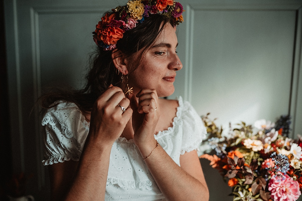 couronne de fleurs mariage colore