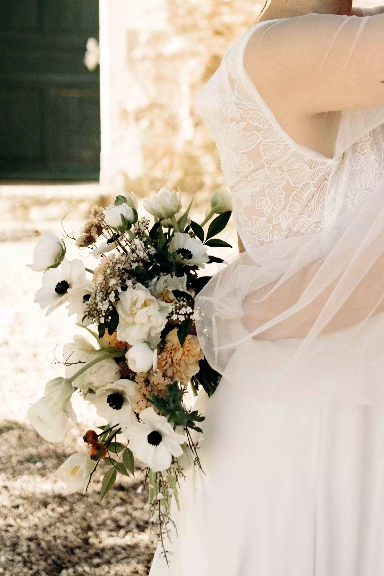 bouquet de fleurs mariage hiver blanc