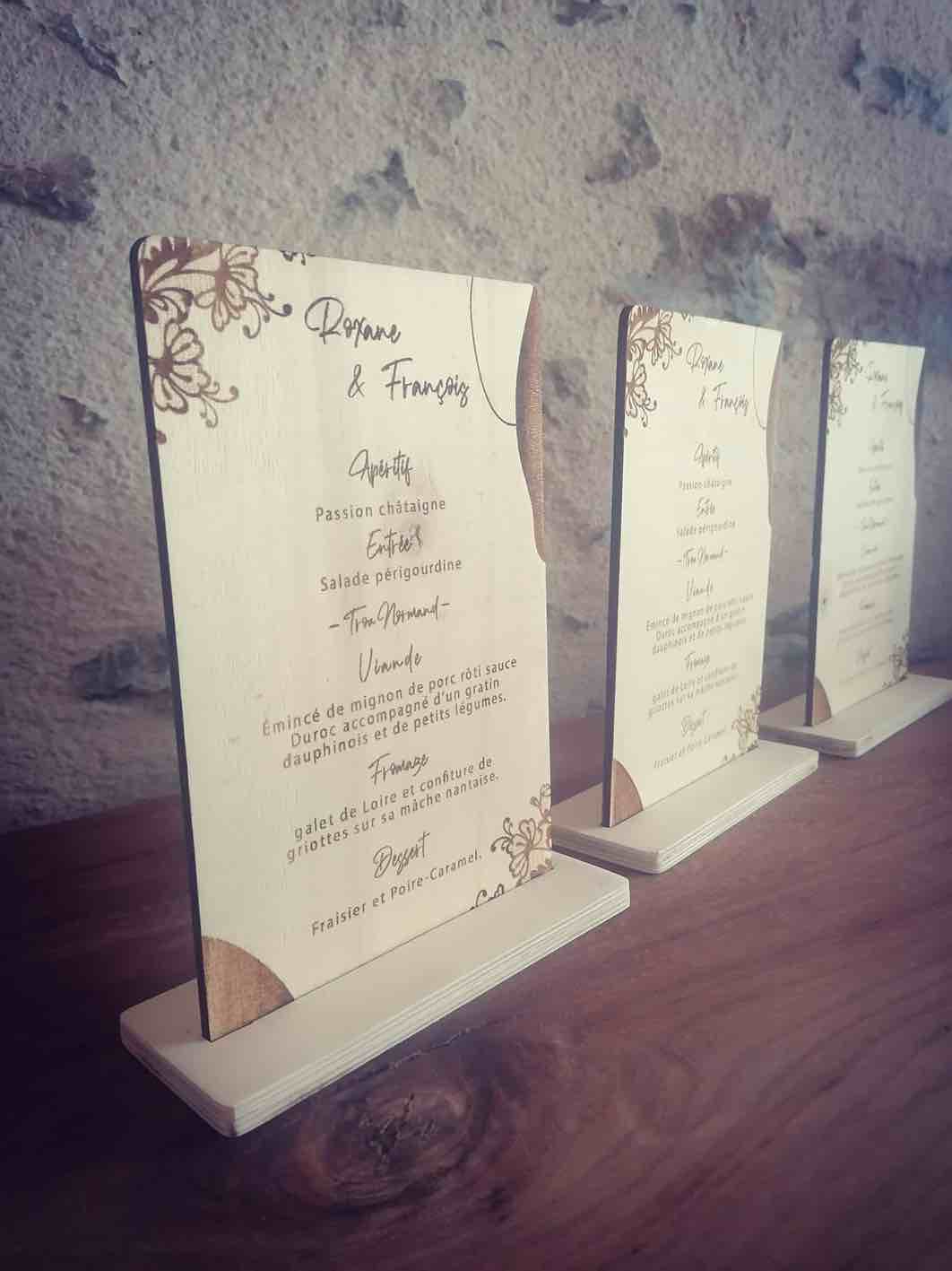 menu mariage bois grave cholet