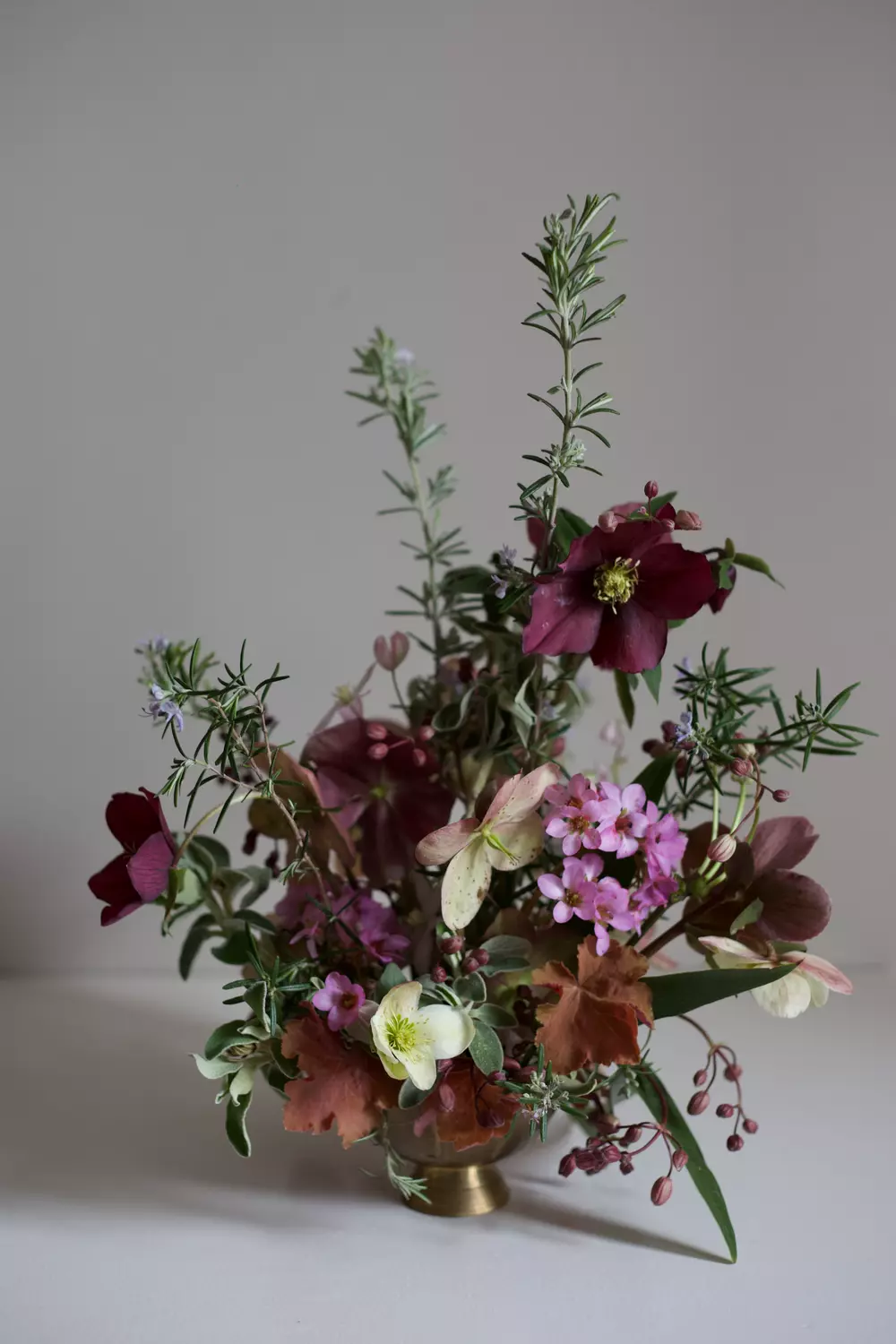 composition florale mariage hiver rose pourpre orange sarthe
