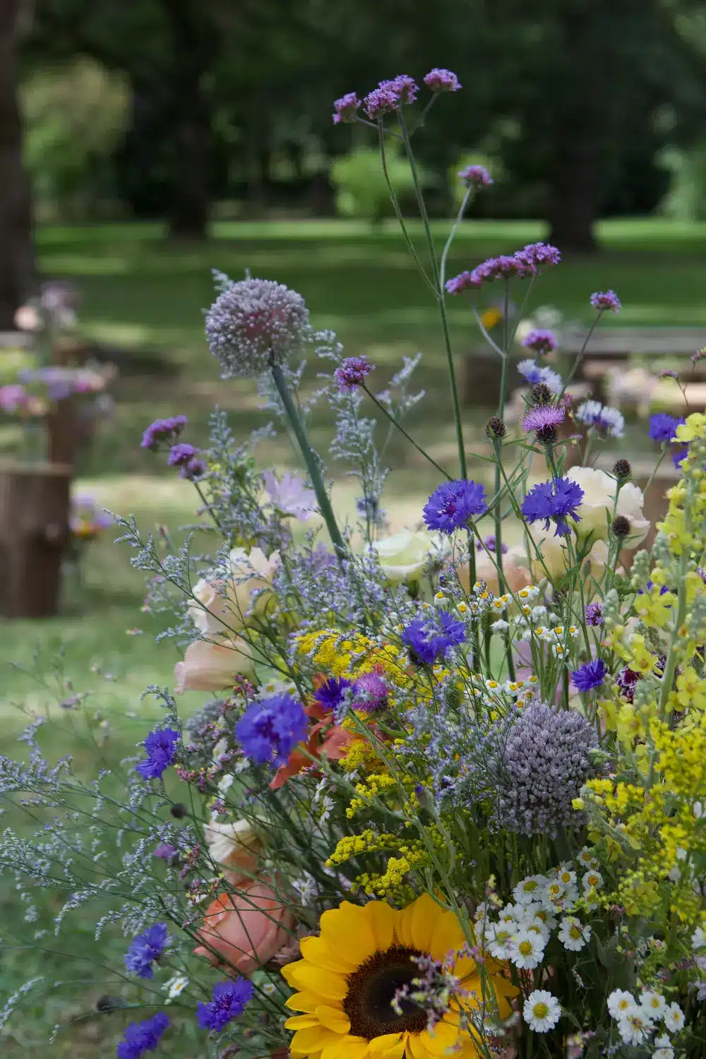 composition florale mariage tournesol été sarthe