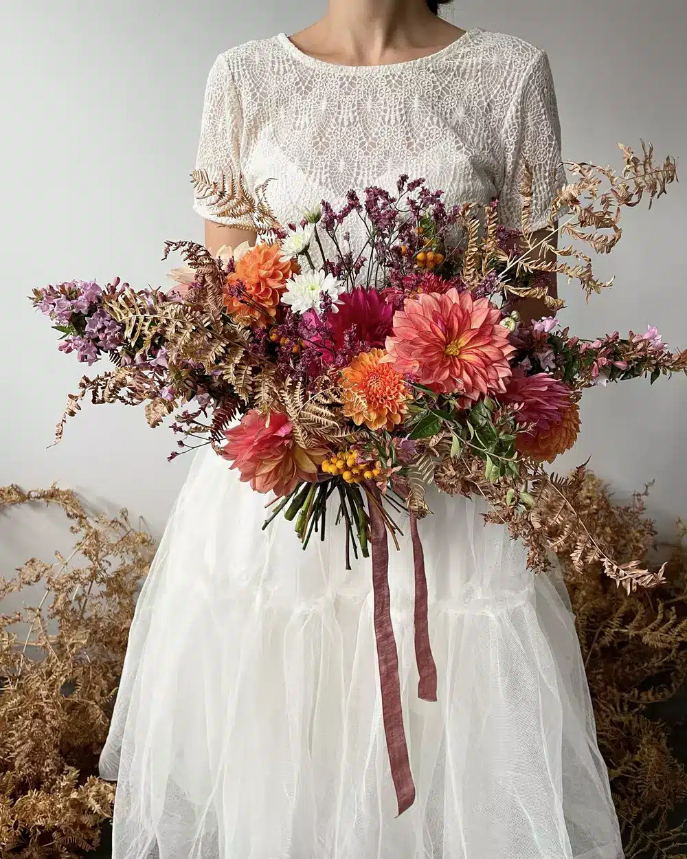 bouquet de mariée destructuré mariage automne pays de la loire