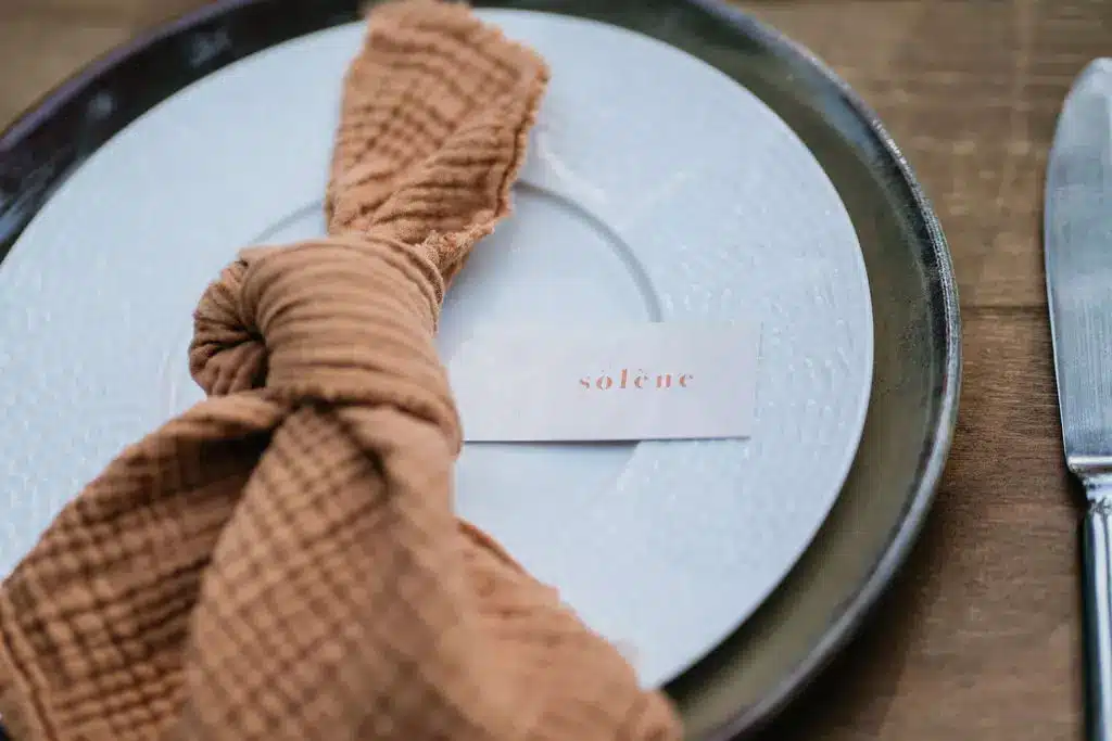 serviette coton gaufre terracotta decoration mariage angers