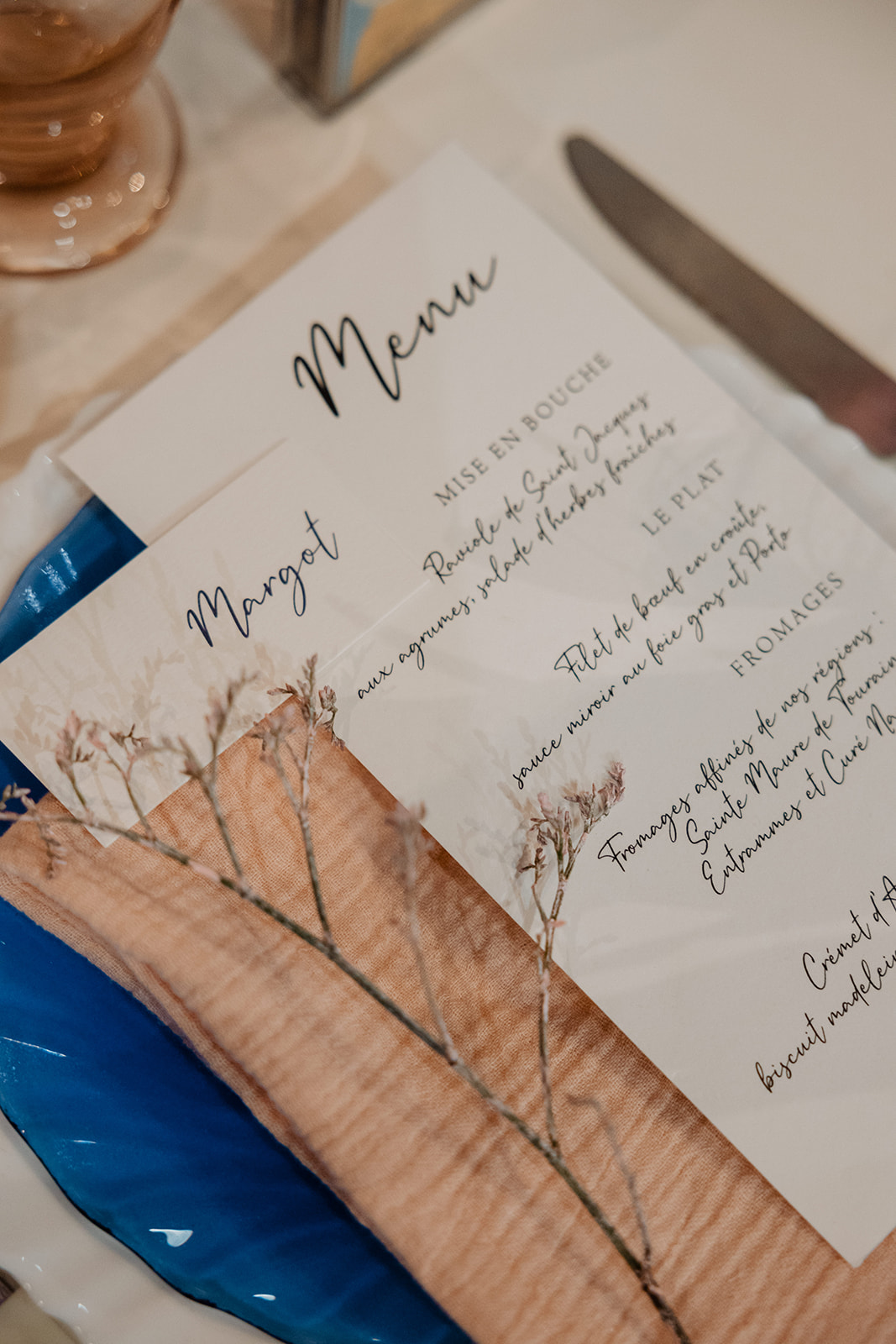 papeterie menu mariage ecritures angers