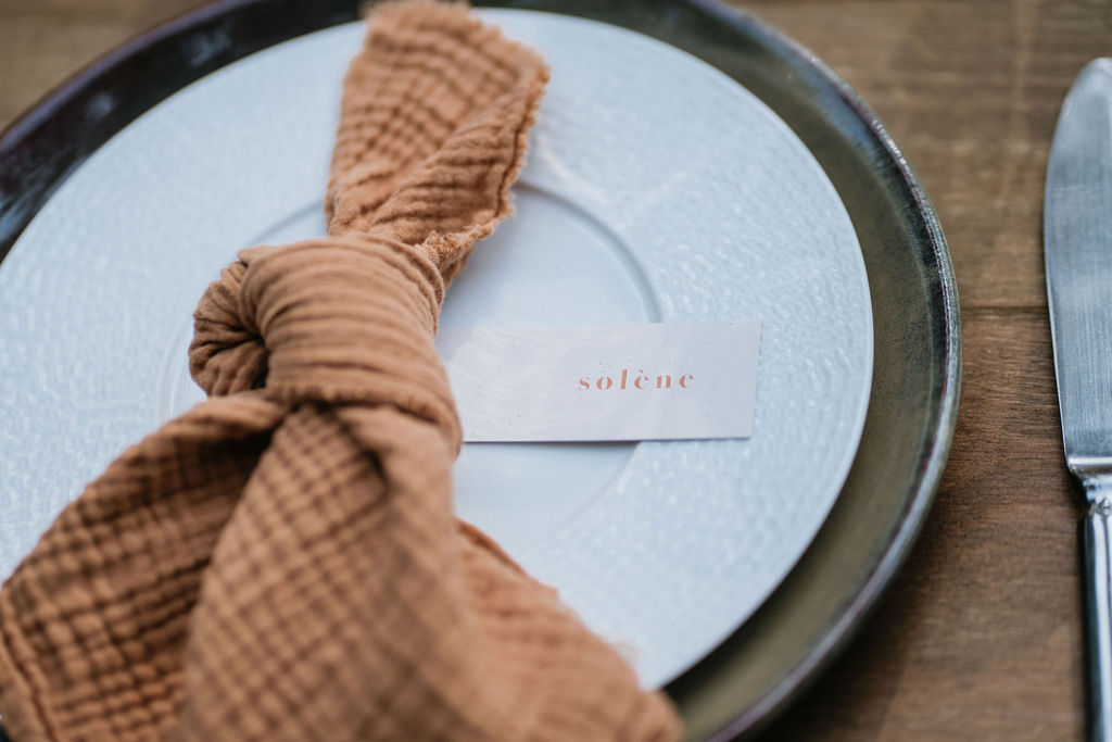 serviette gaz de coton terracotta mariage anjou